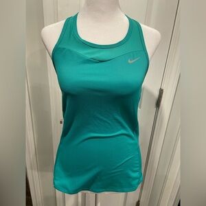 Nike Size XS Turquoise Dri-Fit Racerback Athletic Tank Top Zipper Pocket Running